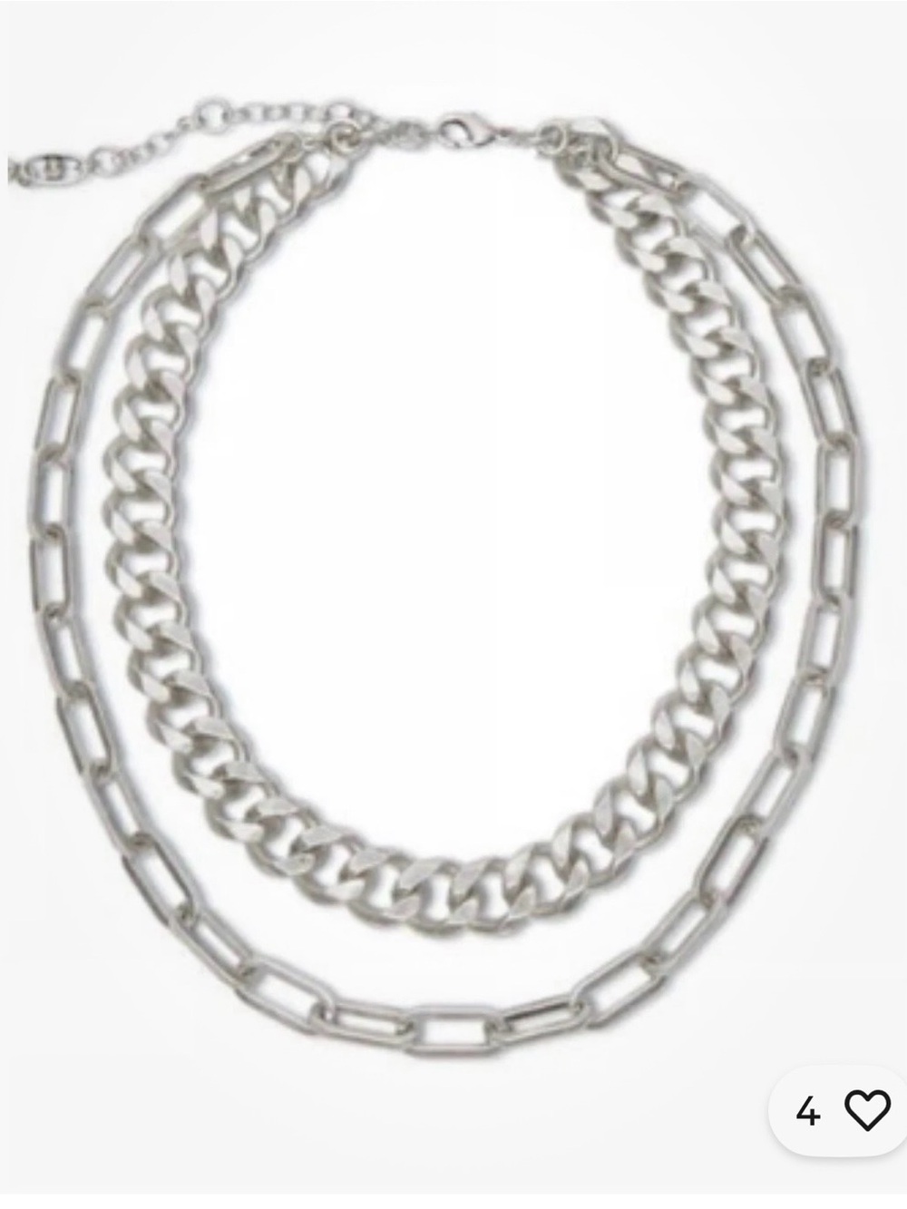 CAbi Two-Layer Silver-Tone Chain ID Necklace NEW #2255 - Picture 2 of 2